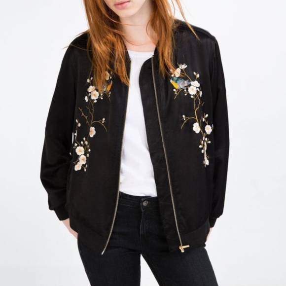 embroidered floral bomber jacket